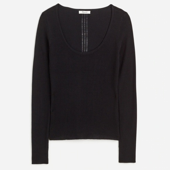 Madewell Merino Wool-Silk Blend Scoopneck Sweater in Black size M NWT NS654 - Picture 5 of 14
